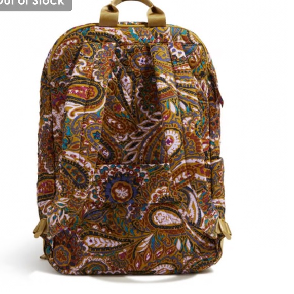 Vera Bradley Lay Flat Travel Backpack. NWT. Buta Spray paisley print.  Cotton - Picture 4 of 12